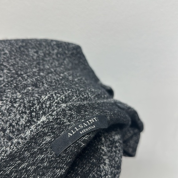 Allsaints Neri Twist Cold Shoulder Sweater Long Sleeve Blouse Knit Gray M Medium - Picture 10 of 10